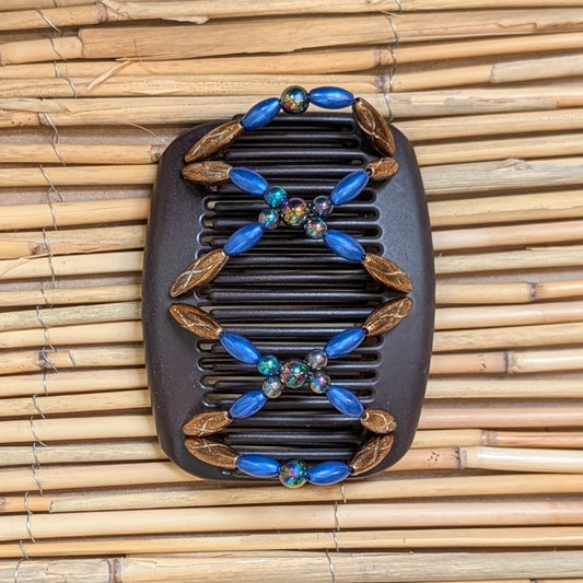 African Butterfly "Dalena" mit bronze-blauen Kunstperlen braun