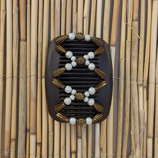 African Butterfly "Dalena" mit bronze-silbernen Kunstperlen braun