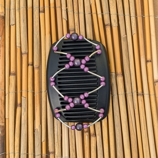 African Butterfly "Beada Tube" mit lila-anthrazit Kunstperlen schwarz