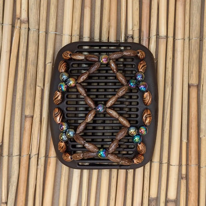 African Butterfly "Ndalena" mit braun-regenbogen Kunstperlen braun