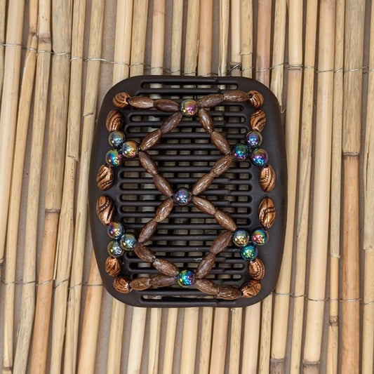 African Butterfly "Ndalena" mit braun-regenbogen Kunstperlen braun