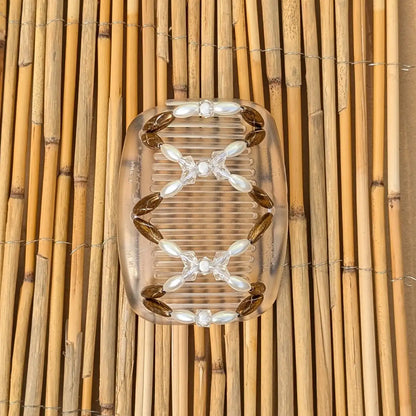 African Butterfly "Dalena" mit bronze-weißen Kunstperlen durchsichtig