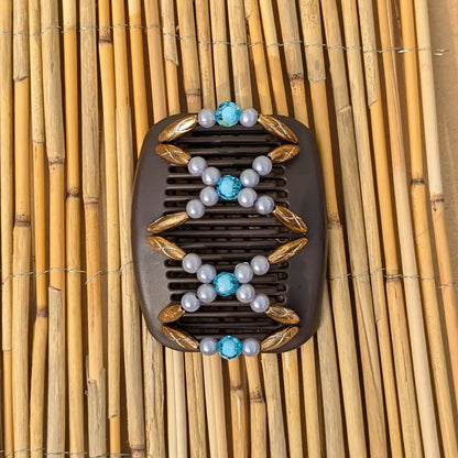 African Butterfly "Dalena" mit bronzen-grauen-türkisen Kunstperlen braun