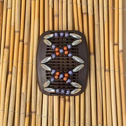 African Butterfly "Dalena" mit silbernen-grau-braunen Kunstperlen braun