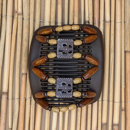 African Butterfly "Dupla" mit braunen Holzperlen braun