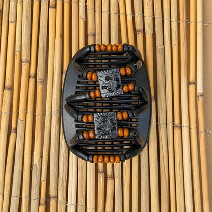 African Butterfly "Dupla" mit schwarz-braunen Holzperlen schwarz