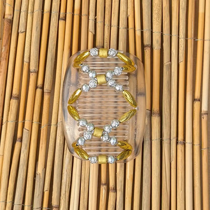 African Butterfly "Dalena" mit gold-silbernen Kunstperlen durchsichtig