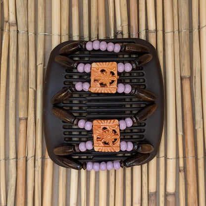 African Butterfly "Dupla" mit braun-flieder Holzperlen braun