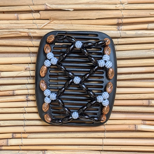 African Butterfly "Ndalena" mit bronze-schwarzen Kunstperlen schwarz