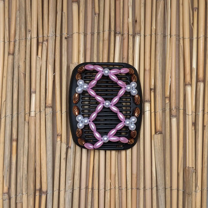 African Butterfly "Ndalena" mit kupfer-rosanen Kunstperlen schwarz