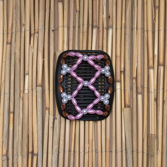 African Butterfly "Ndalena" mit kupfer-rosanen Kunstperlen schwarz
