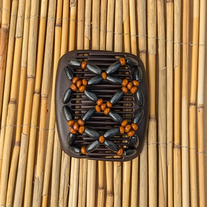 African Butterfly "Ndbele" mit schwarz-braunen Holzperlen braun