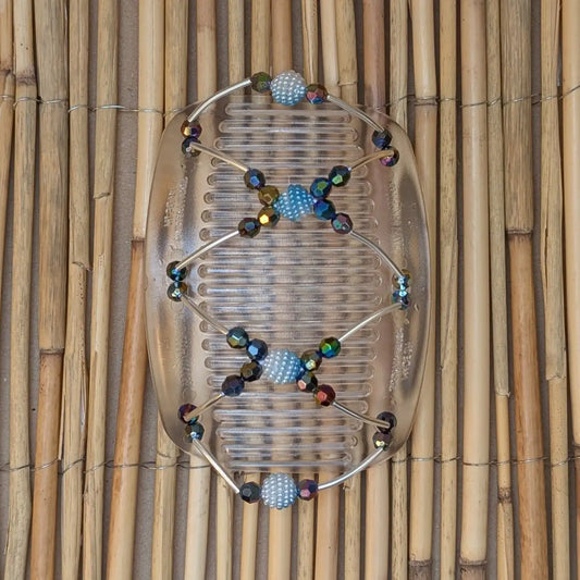 African Butterfly "Beada Tube" mit regenbogen Kunstperlen durchsichtig