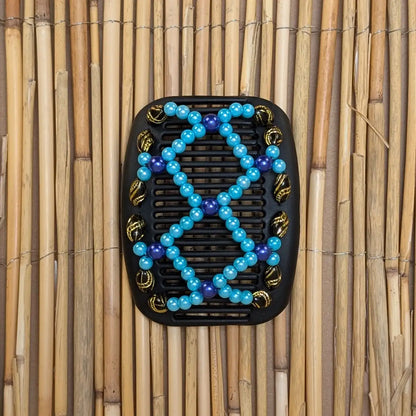 African Butterfly "Ndalena" mit schwarz-blauen Kunstperlen schwarz