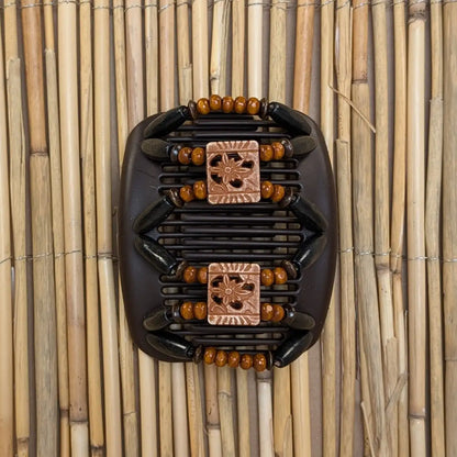 African Butterfly "Dupla" mit schwarz-braunen Holzperlen braun