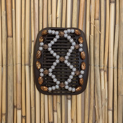 African Butterfly "Ndalena" mit bronze-cremefarbenen Kunstperlen braun