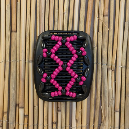 African Butterfly "Ndebele" mit schwarz-pinken Holzperlen schwarz