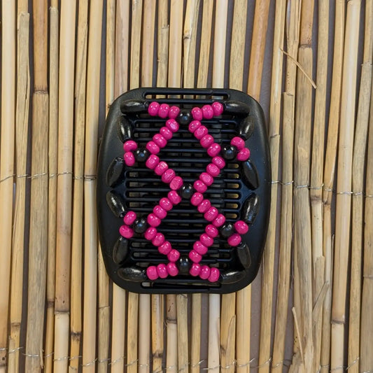 African Butterfly "Ndebele" mit schwarz-pinken Holzperlen schwarz