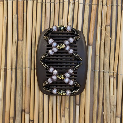 African Butterfly "Dalena" mit schwarz-rauchgrauen Kunstperlen braun