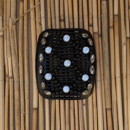 African Butterfly "Ndalena" mit schwarz-weißen Kunstperlen schwarz