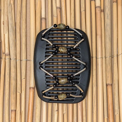 schwarz goldener Beada Tube Butterfly Standardgröße – für feines bis normales Haar, ab Schulterlänge und länger