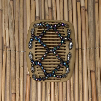 African Butterfly beiger Kamm mit regenbogen Perlen