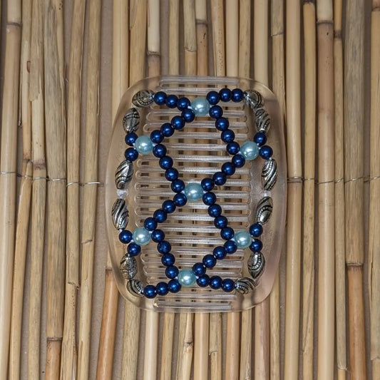 African Butterfly durchsichtiger Kamm mit blau türkisen Kunstperlen