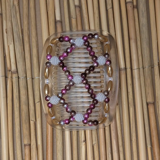 African Butterfly transparenter Kamm mit pink weiß goldenen Kunstperlen
