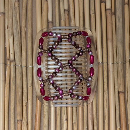 African Butterfly transparenter Kamm mit rot pinken Kunstperlen