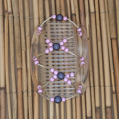 African Butterfly transparenter Kamm mit rosa grauen Kunstperlen