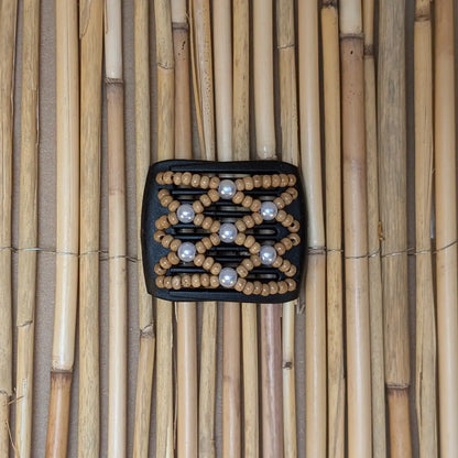 Ladybug (mini) "Ndbele" mit braun-weißen Perlen schwarz