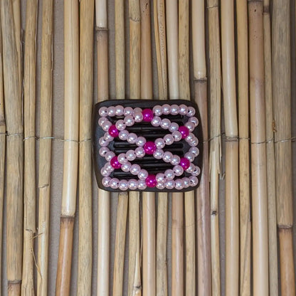 Ladybug (mini) "Ndalena" mit rosa-pinken Kunstperlen braun