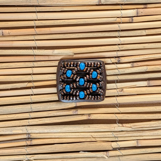 Ladybug (mini) "Ndbele" mit braun-blauen Holzperlen braun