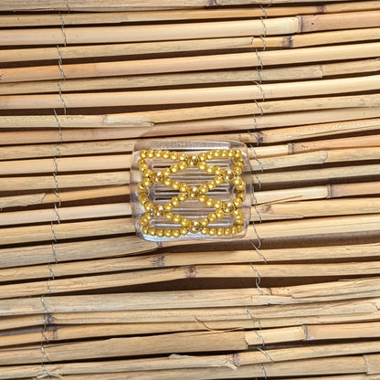 Ladybug (mini) "Ndalena" mit gelbgoldenen Kunstperlen durchsichtig