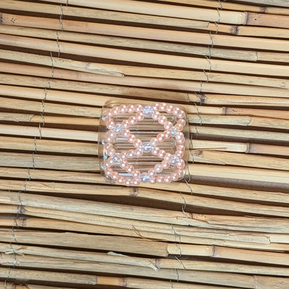 Ladybug (mini) "Ndalena" mit pfirsich-klaren Kunstperlen durchsichtig