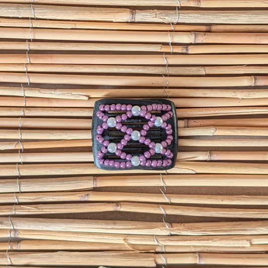 Ladybug (mini) "Ndalena" mit lila-weißen Kunstperlen schwarz