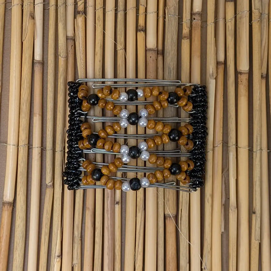 Rhino "Ndbele" mittel mit braun-schwarzen Holzperlen