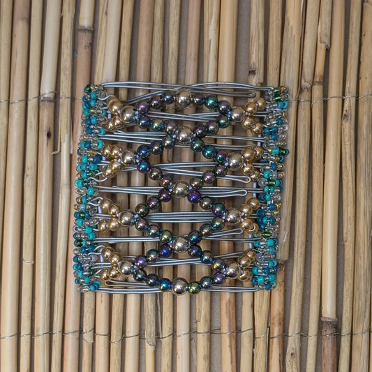 Rhino "Ndalena" groß mit gold-regenbogen Kunstperlen