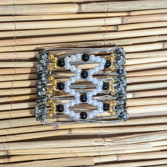 Rhino "Ndalena" mittel mit gold-weißen Kunstperlen