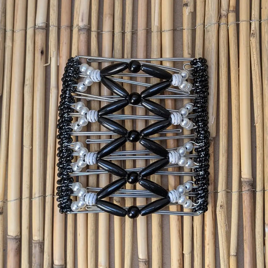 Rhino "Ndalena" groß mit weiß-schwarzen Kunstperlen