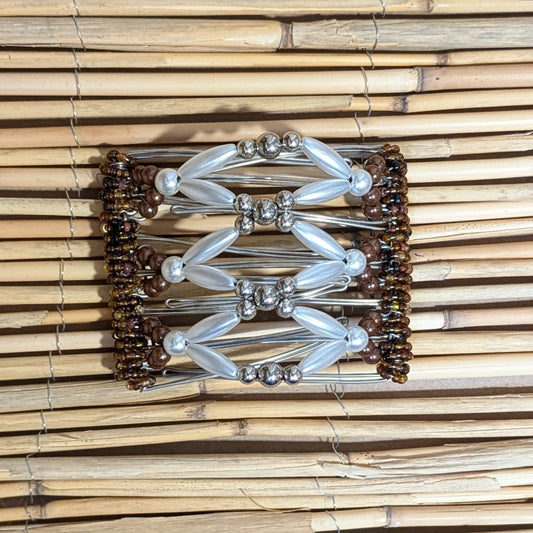 Rhino "Ndalena" mittel mit braun-weißen Kunstperlen