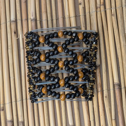 Rhino "Ndbele" groß mit schwarz-braunen Holzperlen