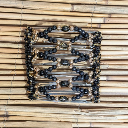 Rhino "Ndalena" groß mit gold-schwarzen Kunstperlen