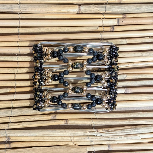 Rhino "Ndalena" mittel mit gold-schwarzen Kunstperlen