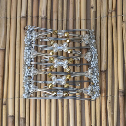 Rhino "Beada Tube" groß mit weiß-goldenen Kunstperlen