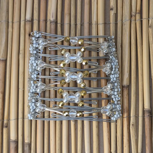 Rhino "Beada Tube" groß mit weiß-goldenen Kunstperlen