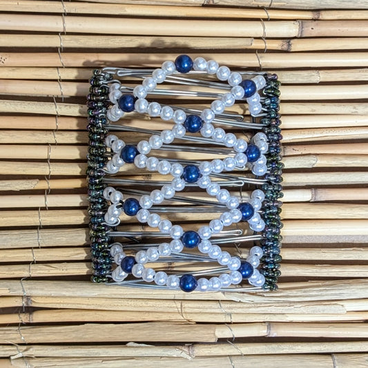 Rhino "Ndalena" extragroß mit weiß-blauen Kunstperlen