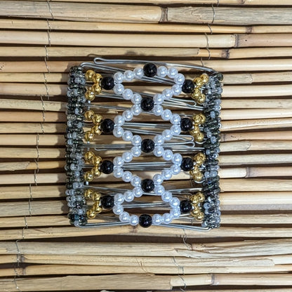 Rhino "Ndalena" groß mit gold-weißen Kunstperlen