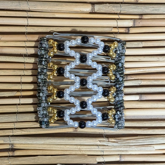 Rhino "Ndalena" groß mit gold-weißen Kunstperlen