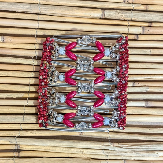 Rhino "Ndalena" groß mit silber-roten Kunstperlen